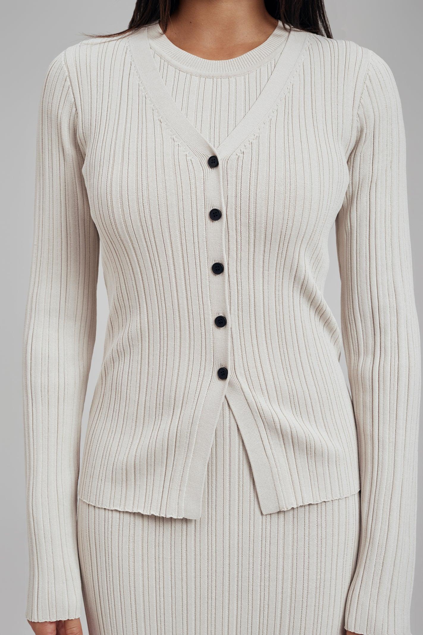 Ezra Long Sleeve Ribbed Knit Cardigan - Image 5