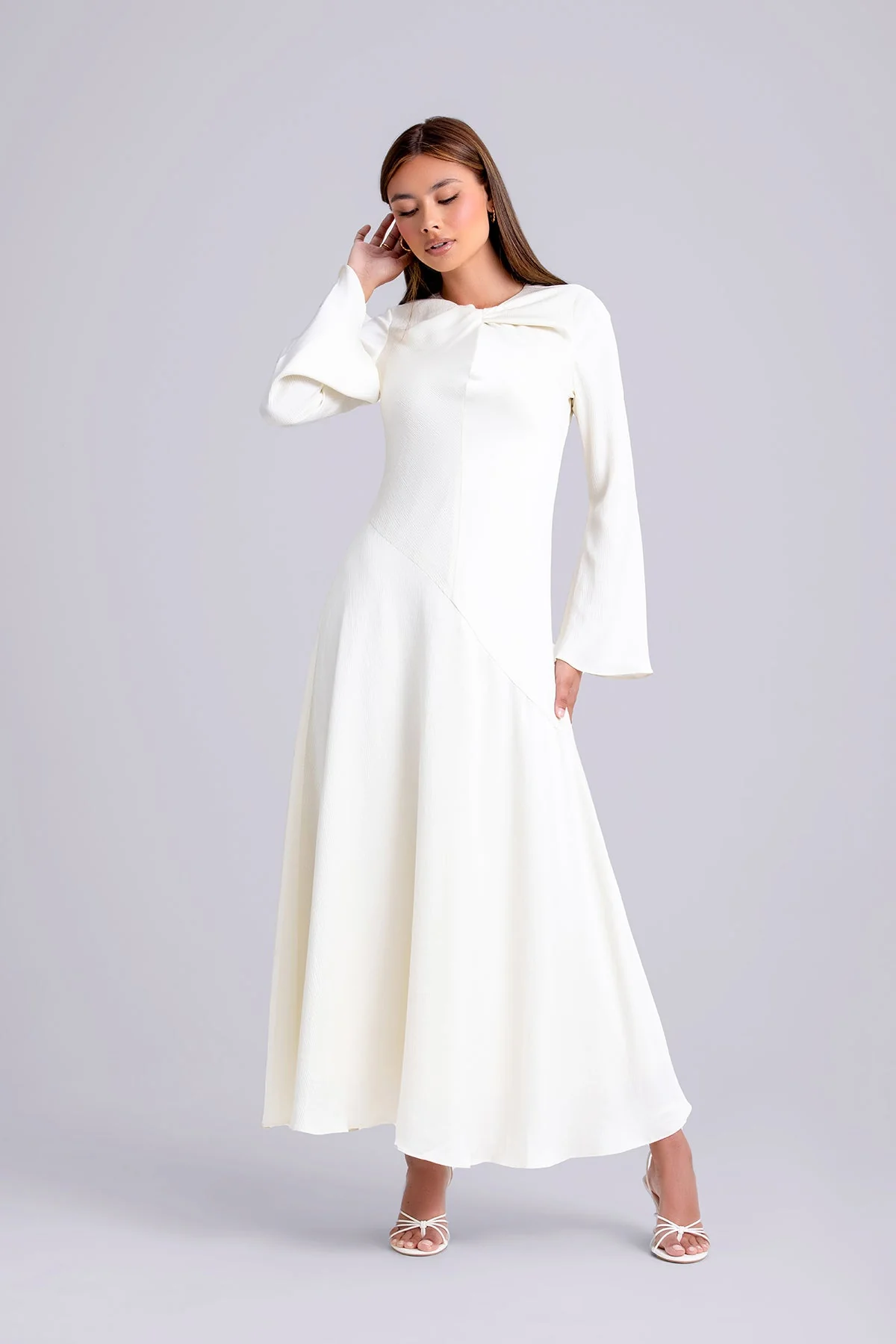 Irva Long Sleeve Maxi Dress- Ivory - Image 3