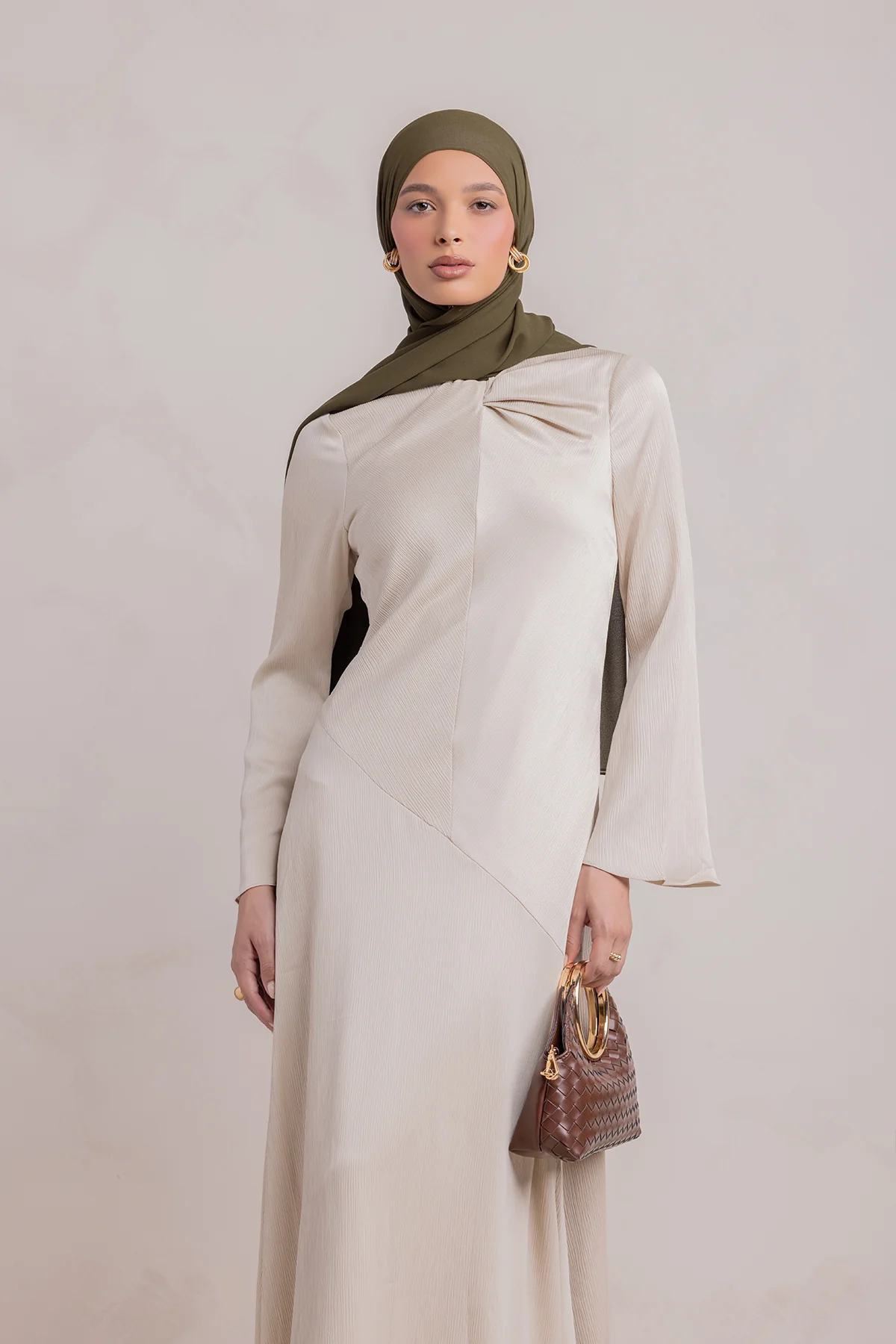 Irva Long Sleeve Maxi Dress-Sandstone - Image 3
