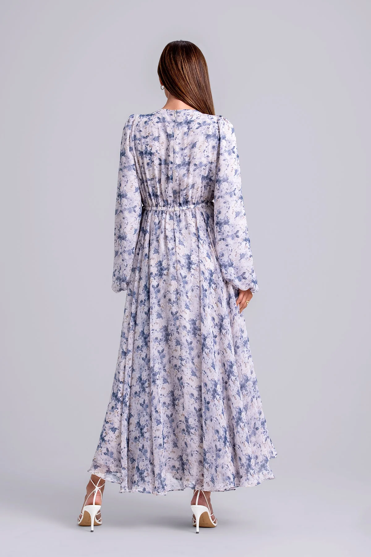 Lara Floral Long Sleeve Maxi Dress- Indigo Boquet - Image 5