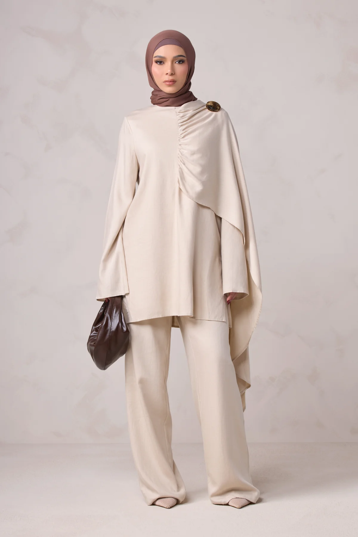 Lauren Cape Tunic - Taupe - Image 8