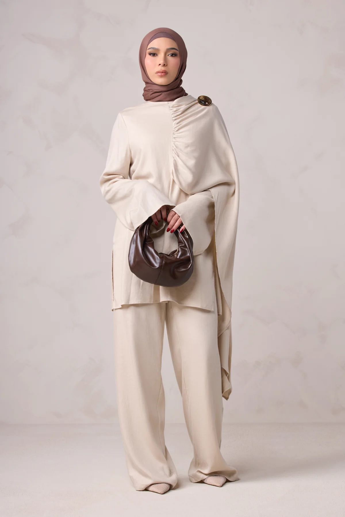 Lauren Cape Tunic - Taupe - Image 3