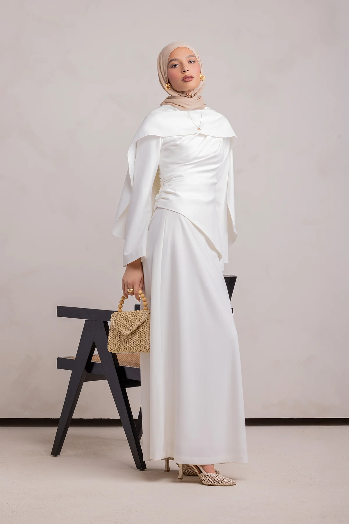 Meyah Synched Cape Top - Off White - Image 10