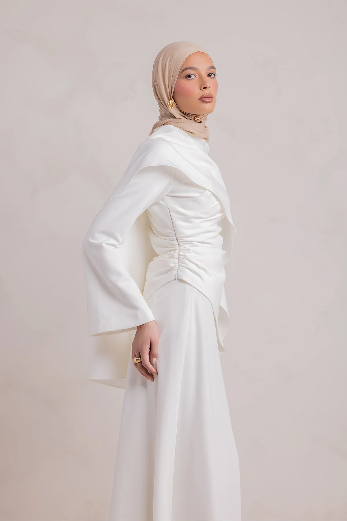 Meyah Synched Cape Top - Off White - Image 15