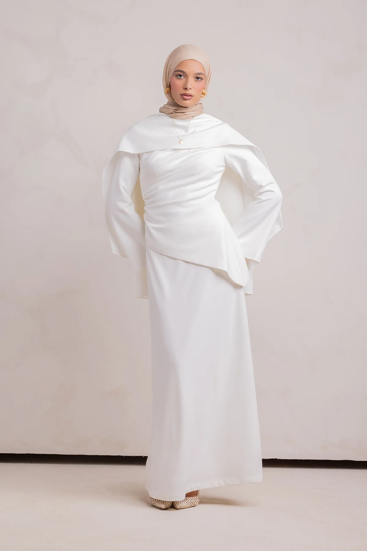 Meyah Synched Cape Top - Off White - Image 12