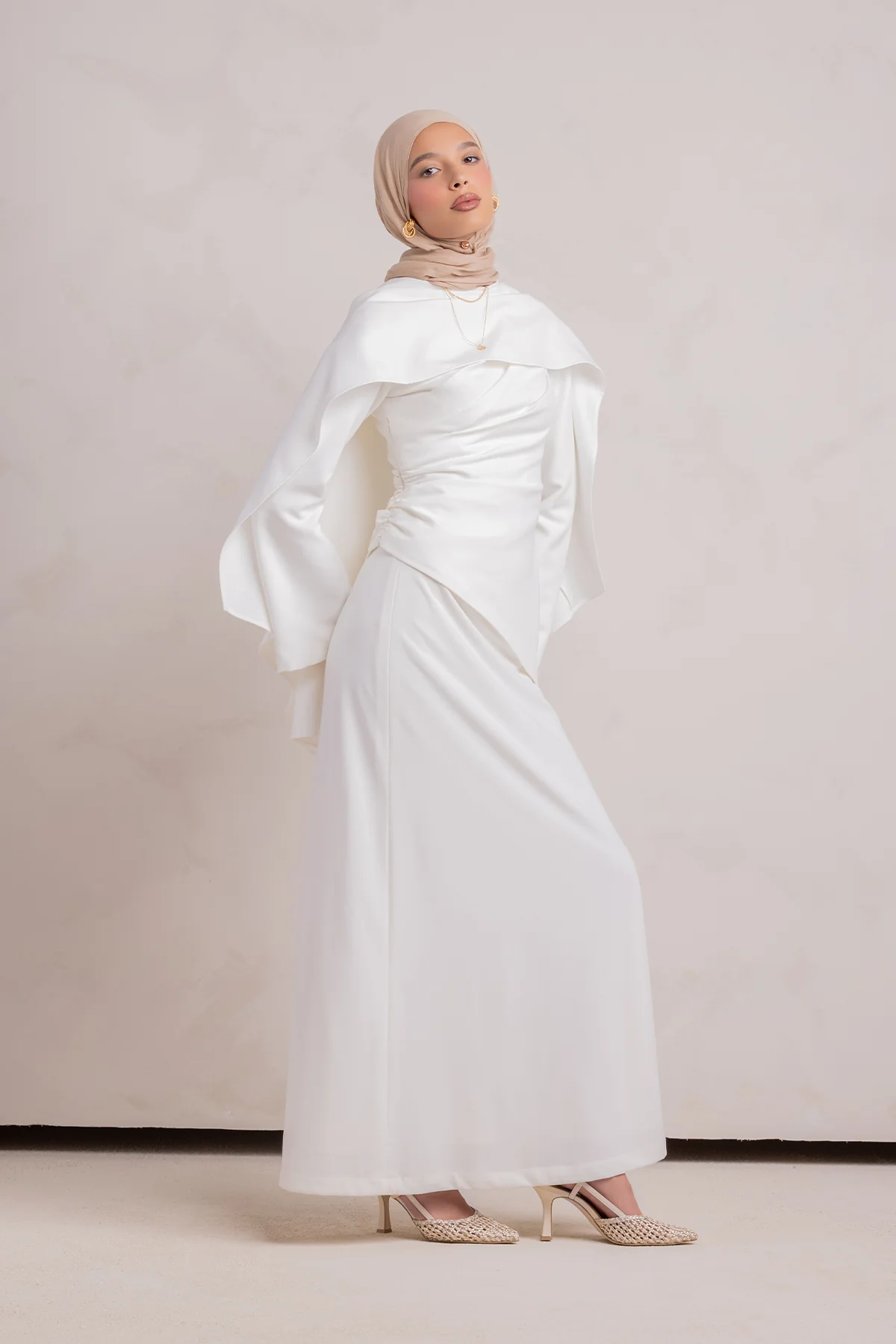 Meyah Synched Cape Top - Off White - Image 14