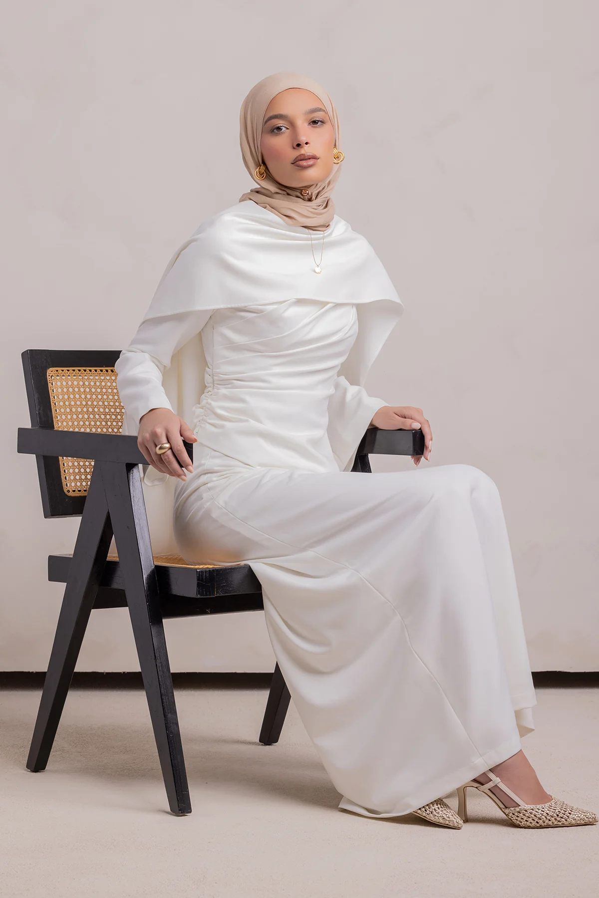 Meyah Synched Cape Top - Off White - Image 4
