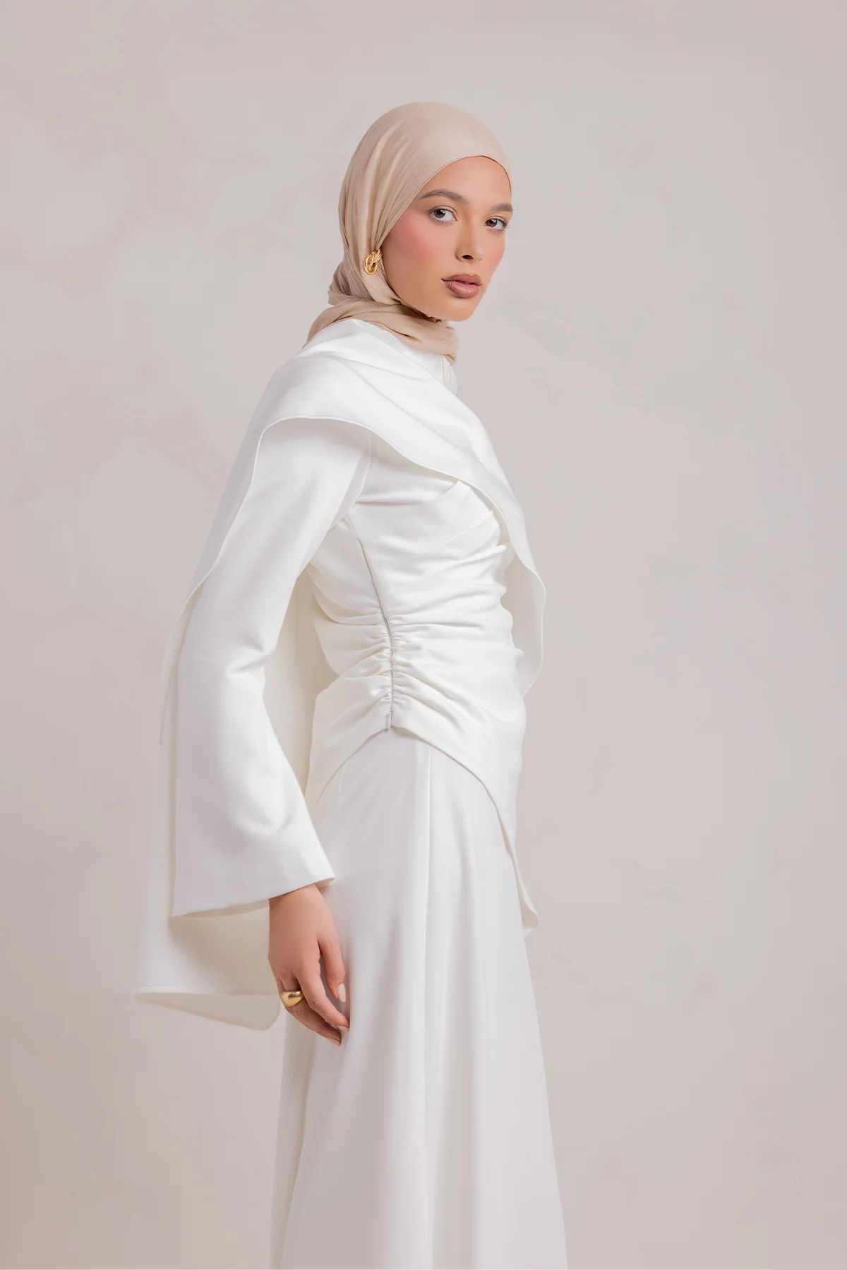 Meyah Synched Cape Top - Off White - Image 13