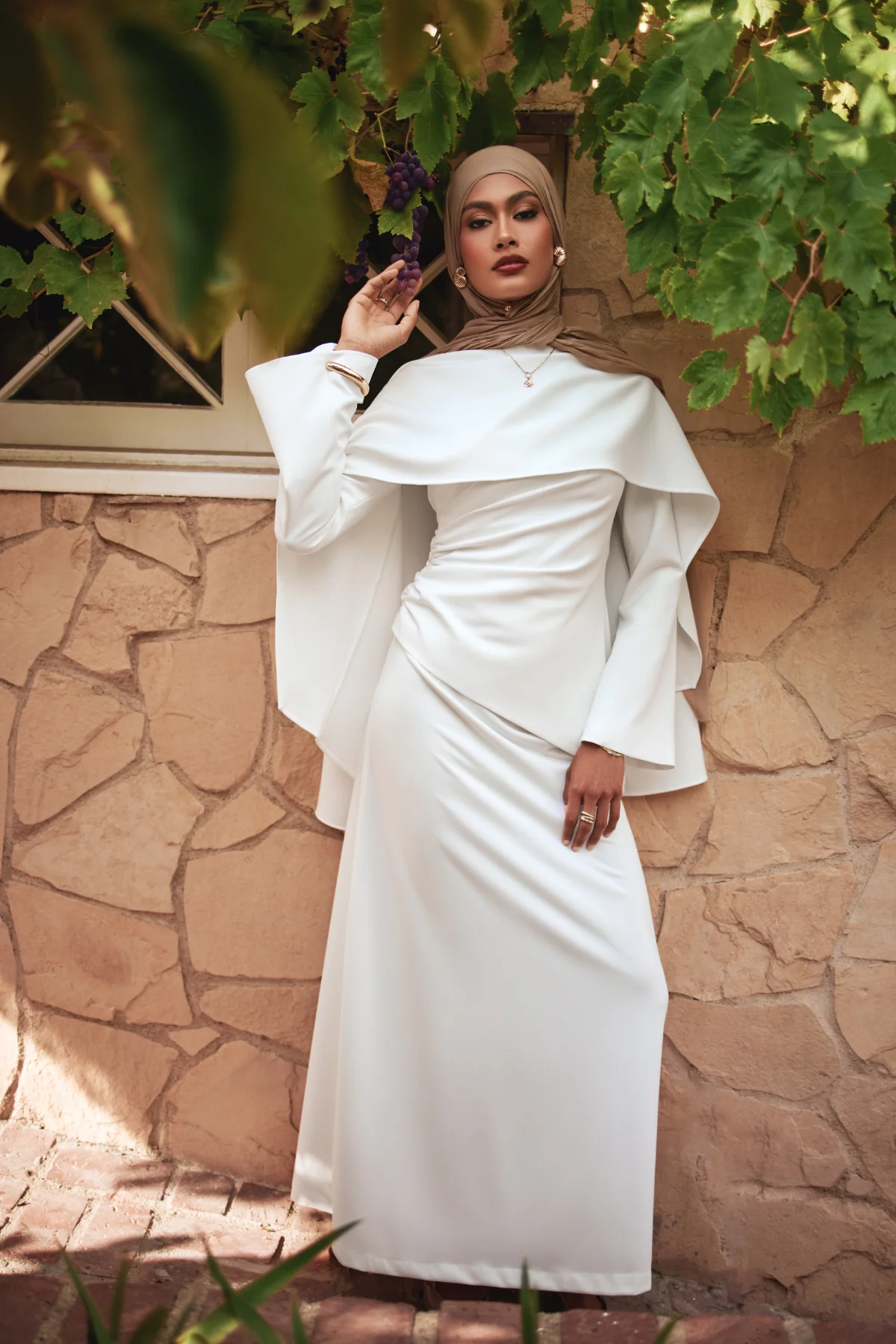 Meyah Synched Cape Top - Off White - Image 3