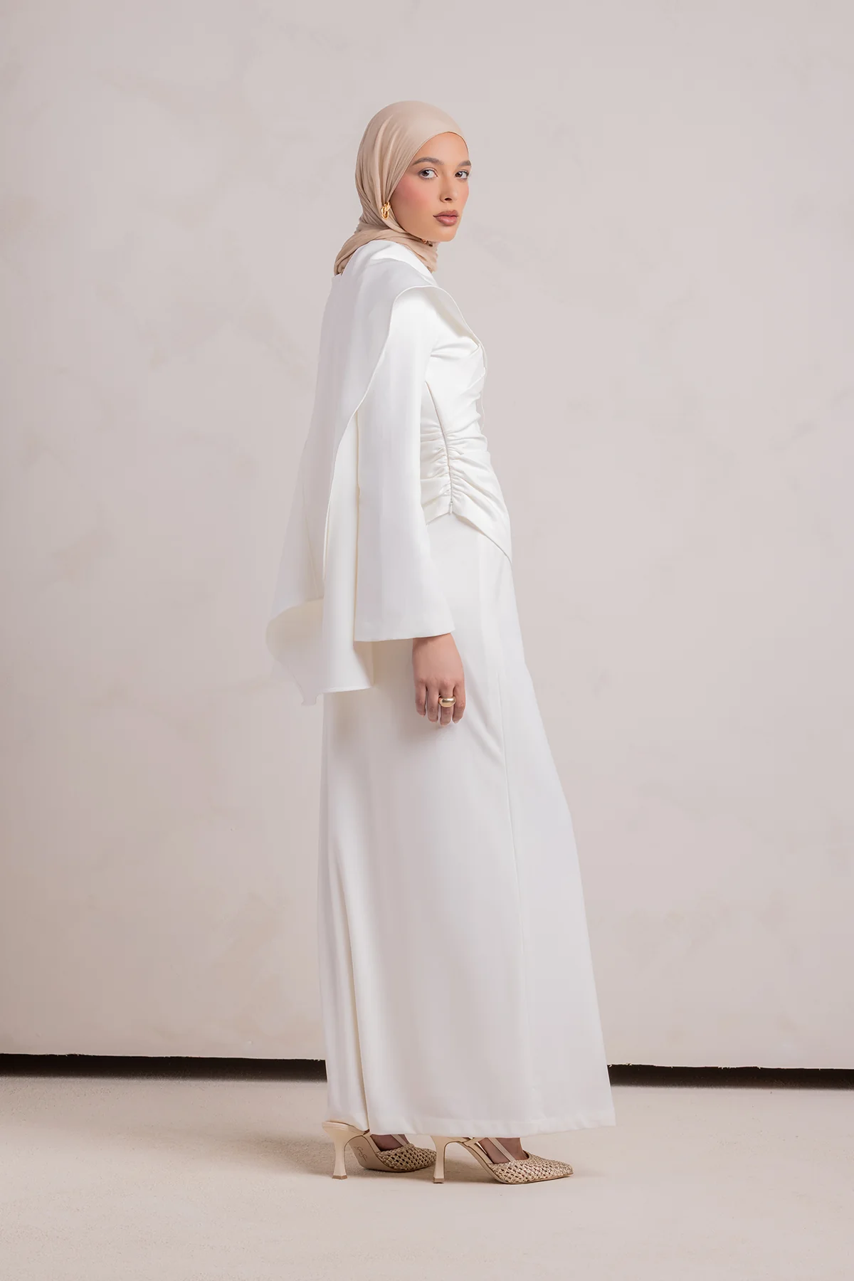 Meyah Synched Cape Top - Off White - Image 7