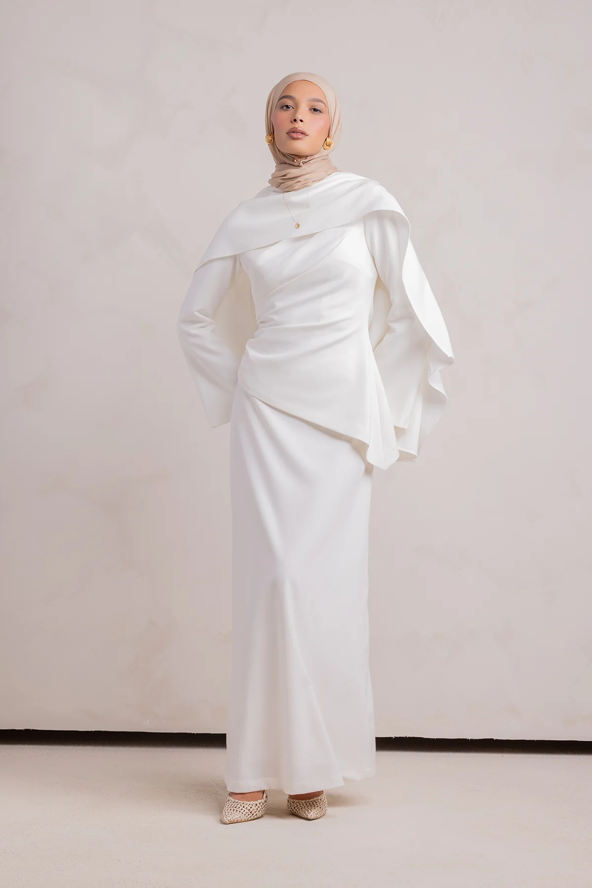 Meyah Synched Cape Top - Off White - Image 8
