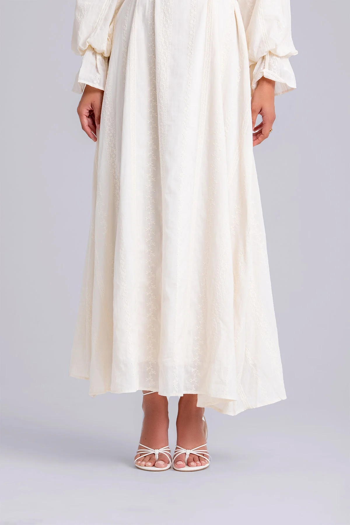 Naya Long Sleeve Tie Waist Maxi Dress- Cream - Image 7